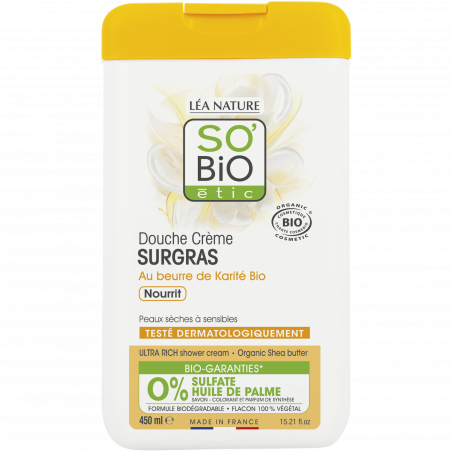 SO BiO étic® Douche crème surgras, au beurre de karité bio, nourrit