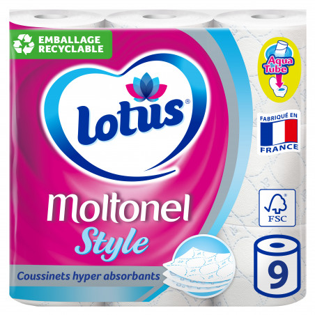 9 Rouleaux Papier Toilette Lotus Moltonel Style