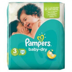 Pampers Couches Baby Dry Taille 3 - 34 Couches