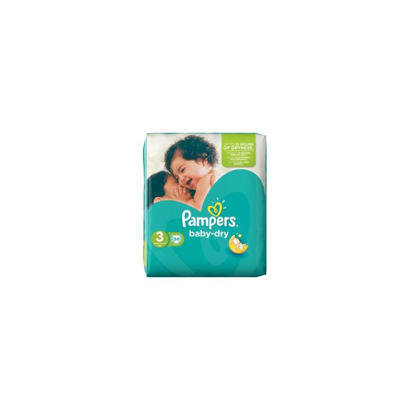 Pampers Baby-Dry Taille 3, 84 couches, jusqu'à 12 heures de protection  complète contre les fuites, 6-10 kg : : Bébé et Puériculture