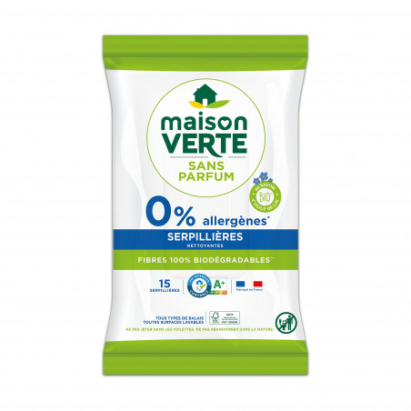 Maison Verte - paquets de 15 serpillères biodégradables -15 serpillères