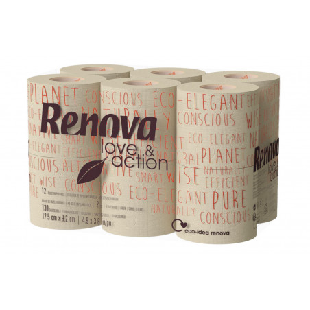 Renova - 12 Rouleaux Papier hygiénique Love & Action