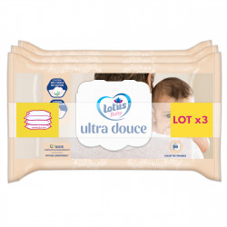 3 x 3 paquets de 56 Lingettes Lotus Baby Ultra Douce