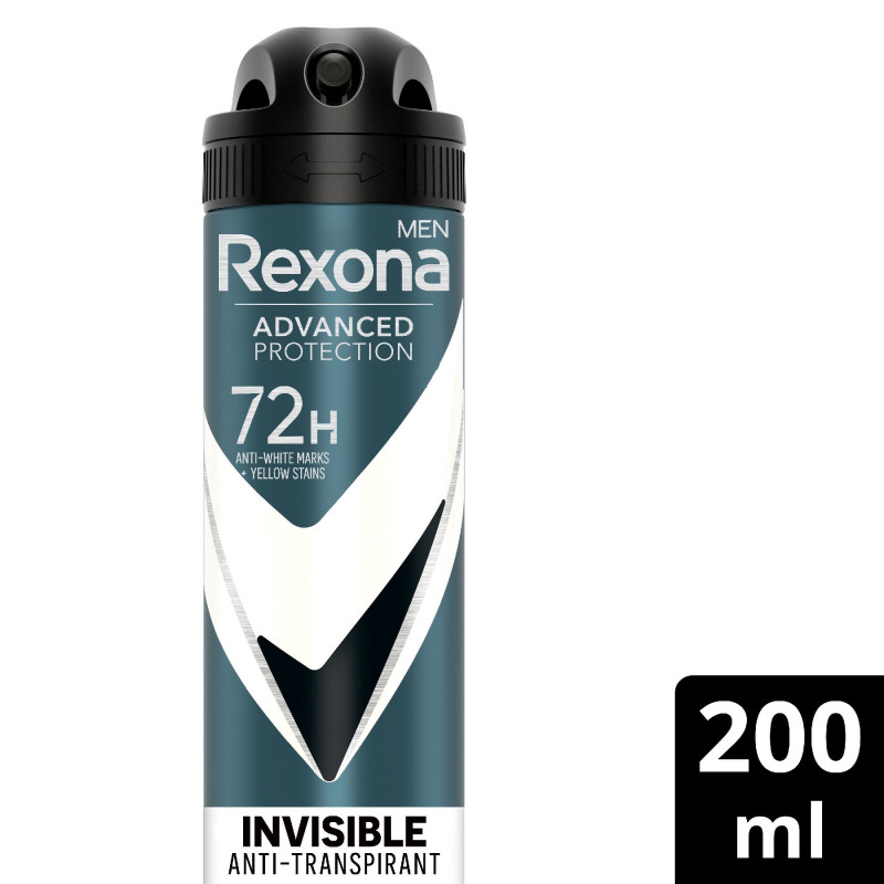 REXONA MEN Déodorant Homme Spray Anti-Transpirant Invisible Black + White 200ml