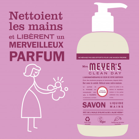 Mrs Meyer's - Pack de 6 Savon Mains Parfum Pivoine 370 Ml