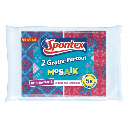 Pack de 16 - Spontex - 2 Eponges Gratte-Partout Mosaik