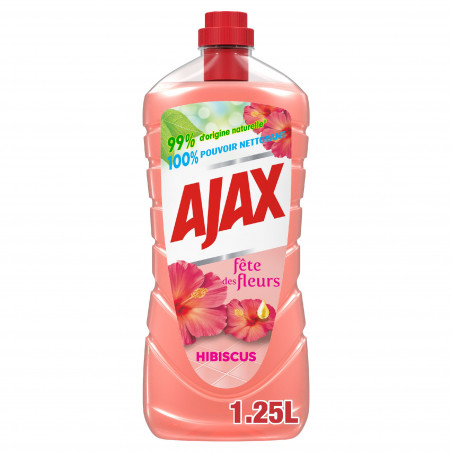 AJAX Nettoyant Ménager Sols et Multi Surfaces Fête des Fleurs Hibiscus Lot de 12 x 1250ml