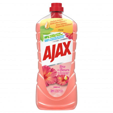 AJAX Nettoyant Ménager Sols et Multi Surfaces Fête des Fleurs Hibiscus Lot de 12 x 1250ml