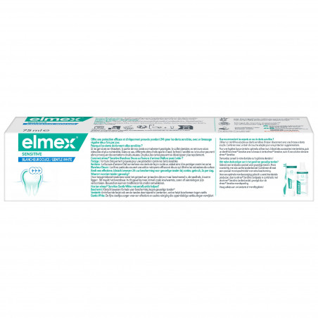ELMEX Dentifrice Sensitive Blancheur Douce Triple Protection 0% Colorant Lot de 12 x 75ml