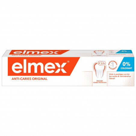 ELMEX Dentifrice Anti-Caries Original Bouclier Double Protection 0% Colorant Lot de 12 x 75ml