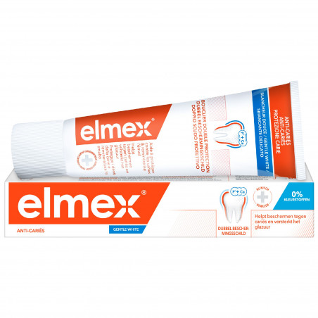 ELMEX Dentifrice Anti-Caries Blancheur Douce Bouclier Double Protection 0% Colorant Lot de 12 x 75ml ELMEX Dentifrice Anti-Caries Blancheur Douce Bouclier Double Protection 0% Colorant Lot de 12 x 75ml