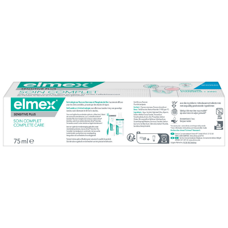 ELMEX Dentifrice Sensitive Plus Soin Complet Lot de 12 x 75ml