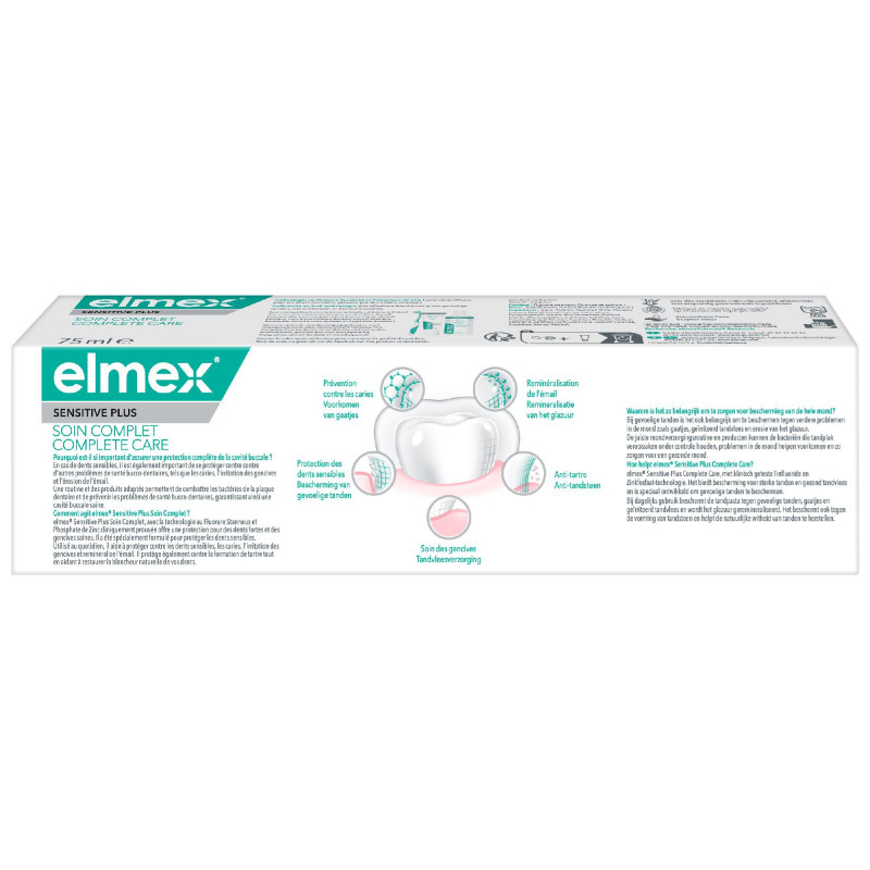 ELMEX Dentifrice Sensitive Plus Soin Complet Lot de 12 x 75ml
