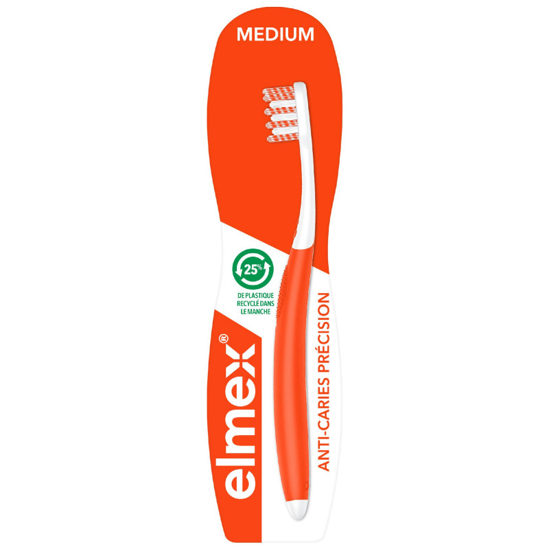 ELMEX Brosse à Dents Manuelle Médium Anti-Caries Précision Interdentaire Lot de 6 unités