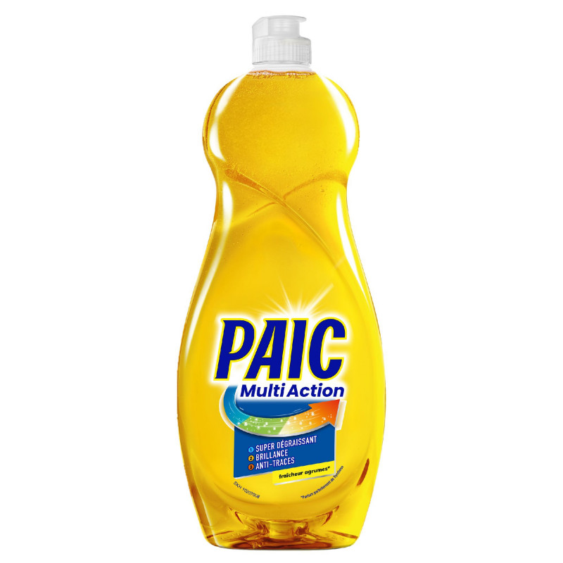 PAIC Liquide Vaisselle Multi Action Fraîcheur Agrumes Super Dégraissant Brillance et Anti-Traces Lot de 12 x 750ml