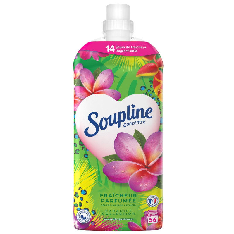 Soupline - Pack de 8 - SOUPLINE Adoucissant Linge Concentré Active Fresh  Gardénia 30 Jours de Fraîcheur 1200ml