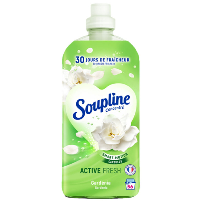 SOUPLINE Adoucissant Linge Concentré Active Fresh Gardénia 30 Jours de Fraîcheur Lot de 8 x 1200ml