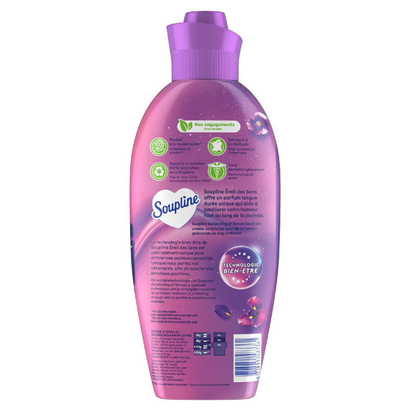 SOUPLINE Adoucissant Linge Concentré Eveil des Sens Sérénité Florale Lot de 8 x 1080ml
