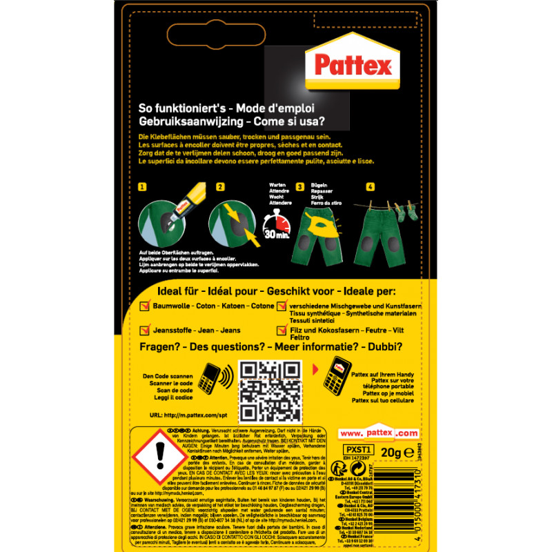 Pack de 2 - Pattex - Colle Spécialités Matériaux Textile Tube 20G