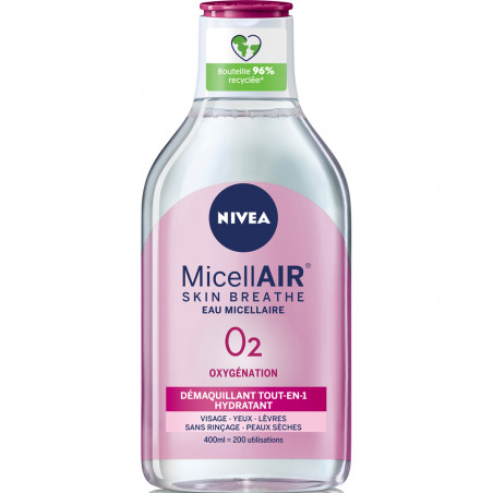Nivea - Pack de 5 Eau micellaire démaquillante Peux sèches et sensibles MicellAIR 400ml Nivea - Pack de 5 Eau micellaire démaquillante Peux sèches et sensibles MicellAIR 400ml