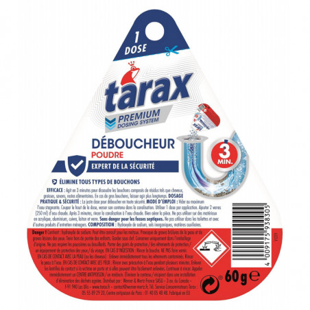Pack de 12 Tarax Déboucheur 3 min 1 dose -poudre 1 x 60 g Pack de 12 Tarax Déboucheur 3 min 1 dose -poudre 1 x 60 g
