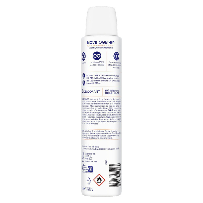 Pack de 6 REXONA Déodorant Femme Spray Musc 200ml