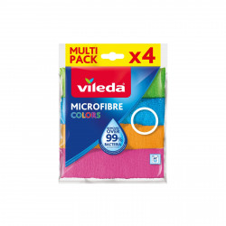 Vileda - Sachet contenant 4 Microfibres multi-usage, couleurs fun et de haute qualité