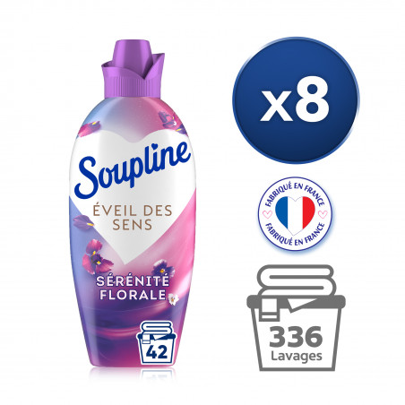 Pack de 8 - SOUPLINE Adoucissant Linge Concentré Eveil des Sens Sérénité Florale 1080ml