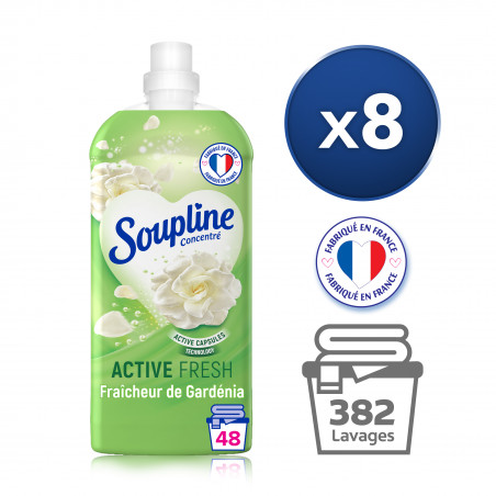 Pack de 8 - SOUPLINE Adoucissant Linge Concentré Active Fresh Gardénia 30 Jours de Fraîcheur 1200ml Pack de 8 - SOUPLINE Adoucissant Linge Concentré Active Fresh Gardénia 30 Jours de Fraîcheur 1200ml