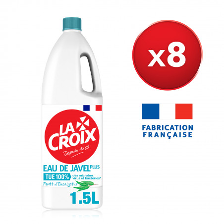 LA CROIX Eau de Javel Plus Forêt d'Eucalyptus Lot de 8 x 1500ml