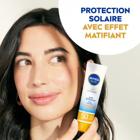 Pack de 2 - Protection solaire UV Visage NIVEA SUN FPS 50 Anti-Brillance teintée 50ml