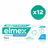 Pack de 12 - elmex - Dentifrice Sensitive Blancheur Douce Triple Protection 0% Colorant 75ml