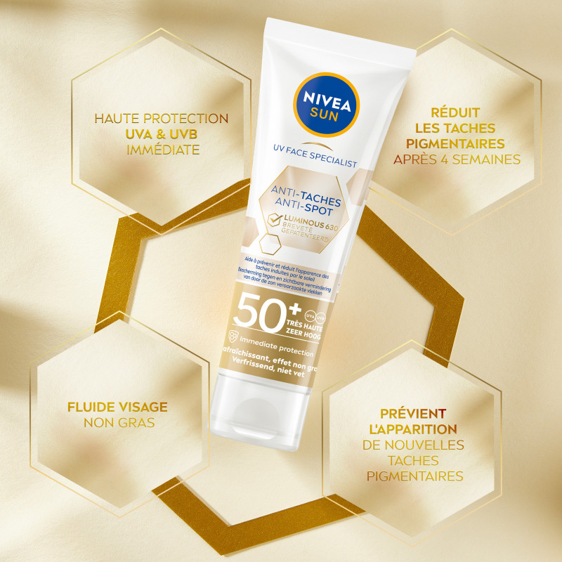 Pack de 2 - NIVEA SUN - Protection Solaire Fluide UV Visage  FPS 50+ Anti-tâches Luminous 630 40ml