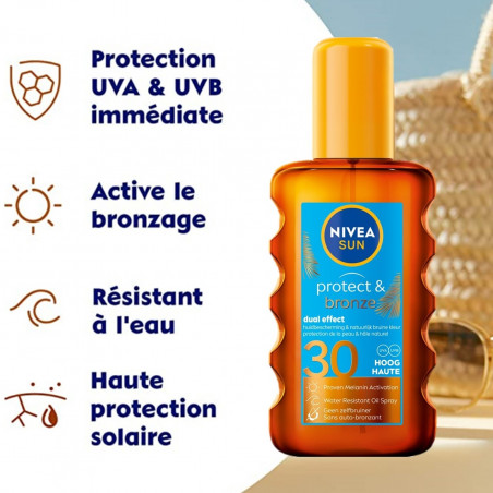 Protection solaire Spray Huile Sèche NIVEA SUN FPS 30 PROTECT & BRONZE 200ml