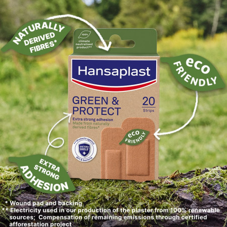 Pack de 3 - HANSAPLAST GREEN & PROTECT - 20 pansements - 2 formats