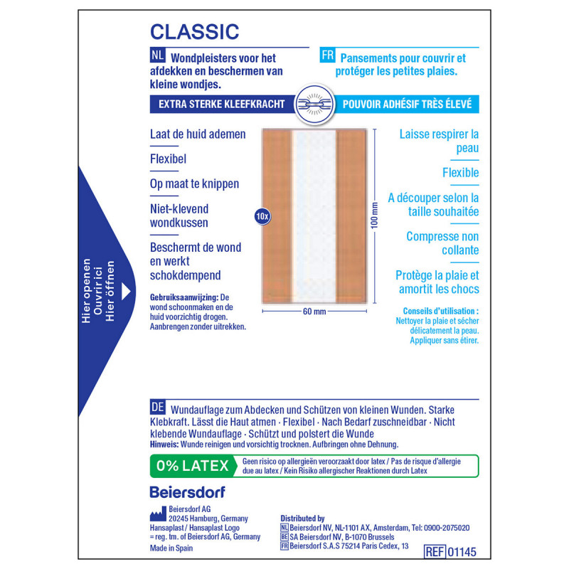 Pack de 3 - HANSAPLAST Bandes Classic 1m x 6cm