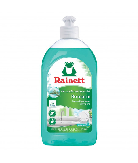 Pack de 8 - Rainett - Liquide Vaisselle Ecolabel Concentré Romarin 500ml