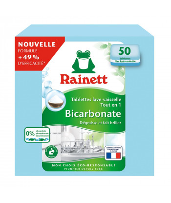 Pack de 12 - Rainett - Tablettes machine Ecolabel Lave-Vaisselle Tout-en-1...