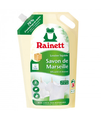 Pack de 5 - Rainett - Lessive Liquide Ecolabel Savon de Marseille 1,7l -...