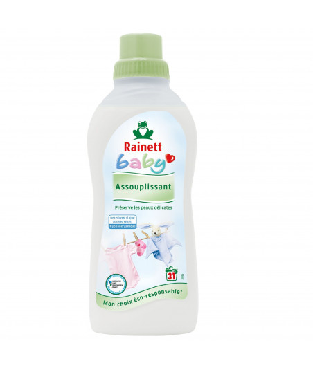Pack de 8 - Rainett - Baby Assouplissant Ecologique Camomille 750ml - 31 lavages