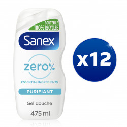 Pack de 12 - SANEX Gel Douche Zero% Essential Ingredients Purifiant x 475ml