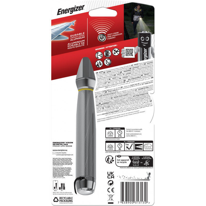 LAMPE TORCHE METAL VISION HD 2AA - 400 LUMENS