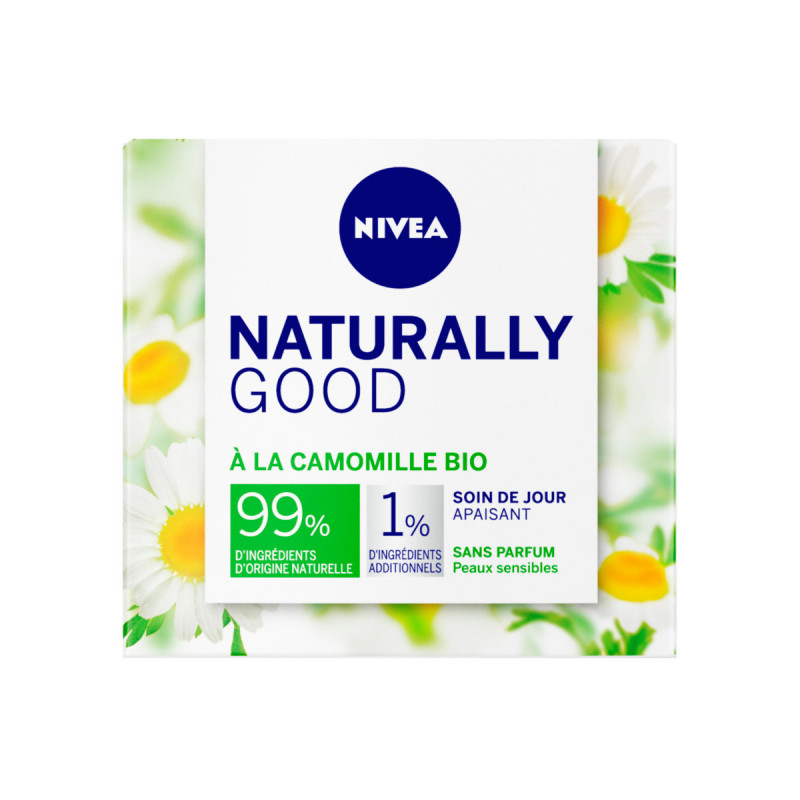 Pack de 2 - Crème visage hydratante NIVEA Camomille BIO Peaux sensibles Naturally Good 50ml