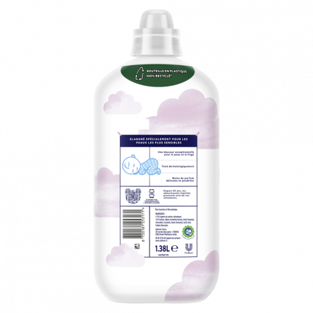 240 Lavages - Adoucissant CAJOLINE Doux & Pur Reve de Coton (Lot 4x1,38l)