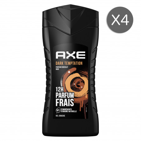 4x250ml Gels Douche Homme Axe Dark Temptation 12h de Frâicheur (Lot de 4x250ml )