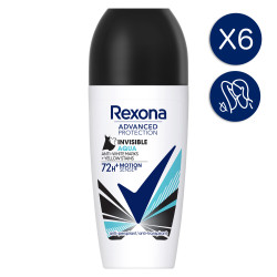 6 Déodorants REXONA Bille Invisible Aqua (Lot 6x50ml)