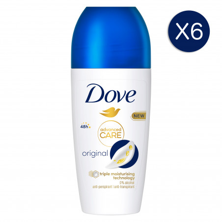 6 Déodorants DOVE Bille Anti-Transpirant Advanced Care Original 50ml (Lot 6x50ml)