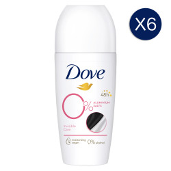 6 Déodorants DOVE Bille 0% Invisible Dry (Lot 6x50ml)