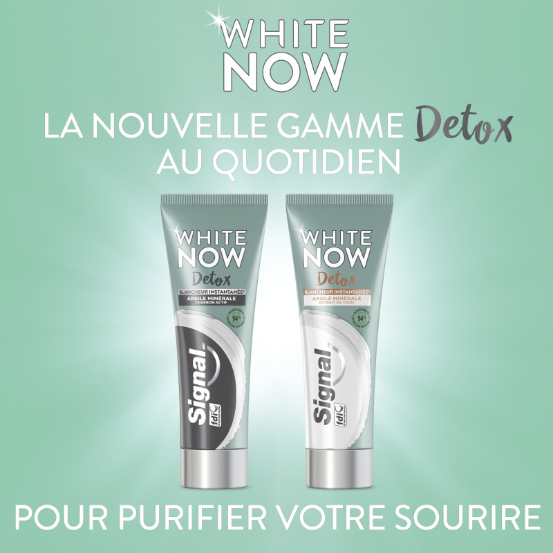 6 Dentifrices Signal White Now Detox Argile & Coco (Lot de 6x75ml)