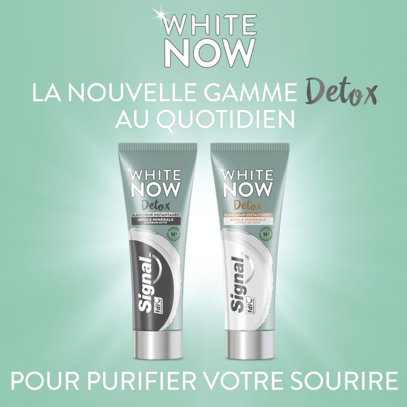 6 Dentifrices Signal White Now Detox Argile & Charbon Actif (Lot de 6x75ml)